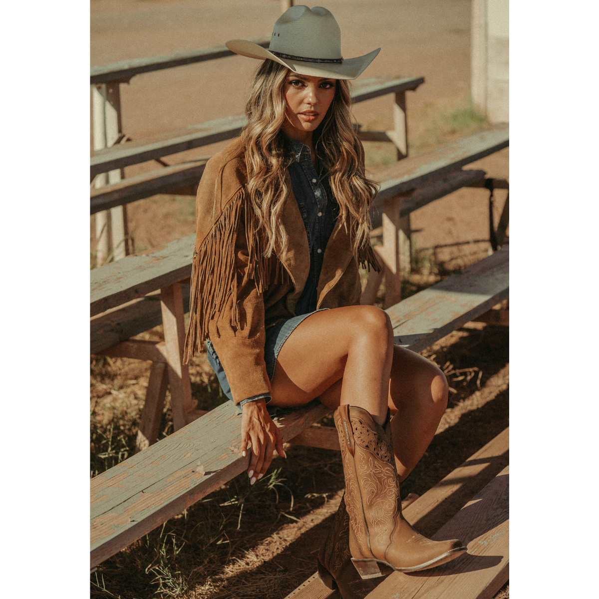 Women s Cowgirl Leather Boots with Heel And Embroidery Melissa