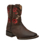 Women's Leather Ankle Boots Floral Embroidered - Square Toe Martina