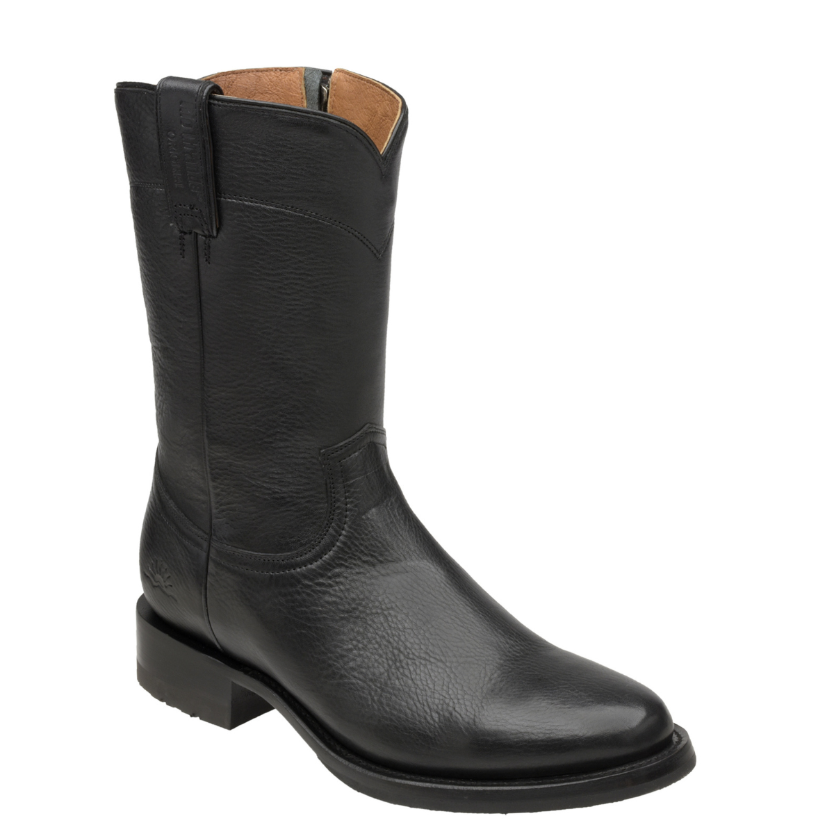 Rio Grande Men's Roper Black Leather Boot with Side Closure - Round Toe