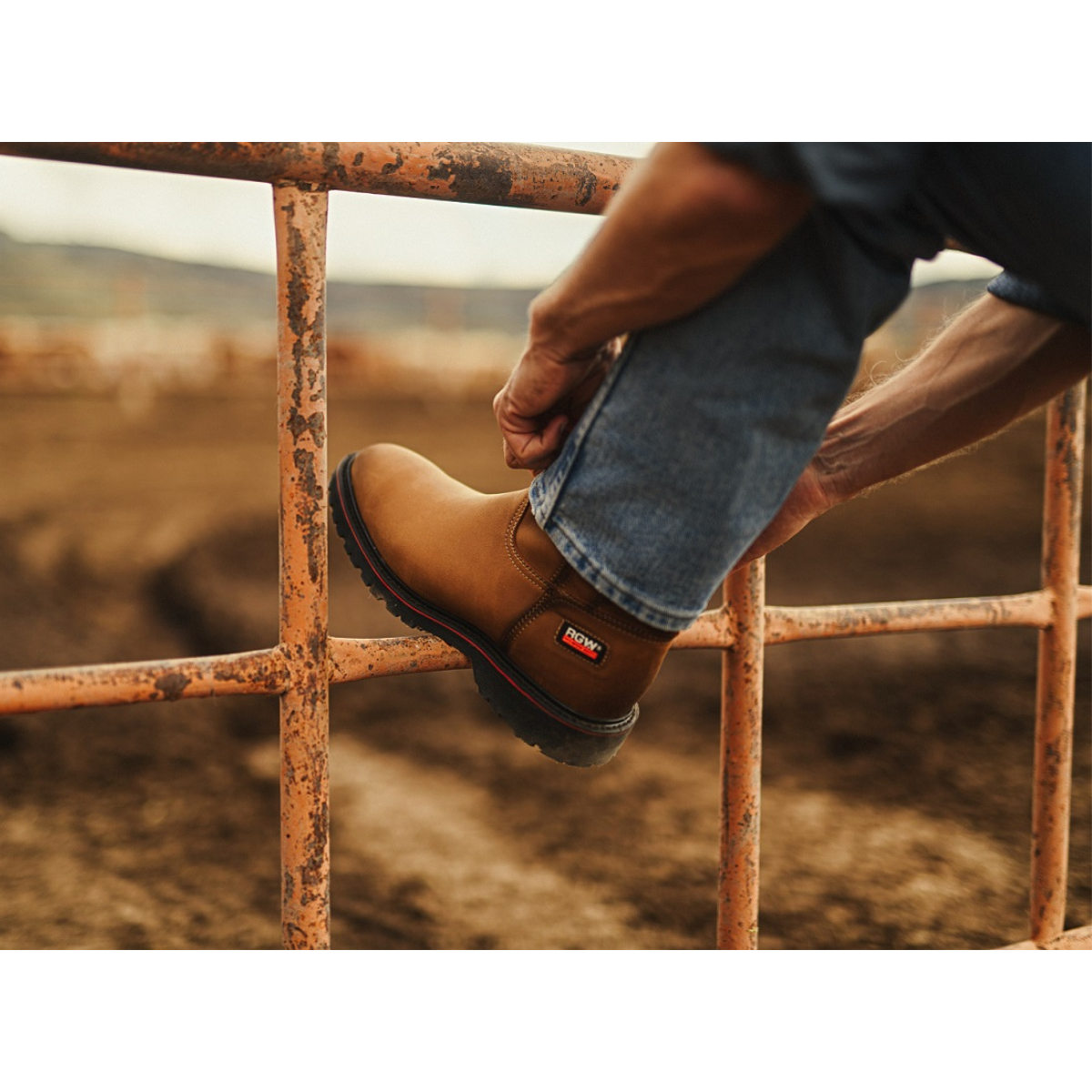 Rio Grande Men's Bronco Western Work Boots - Steel Toe